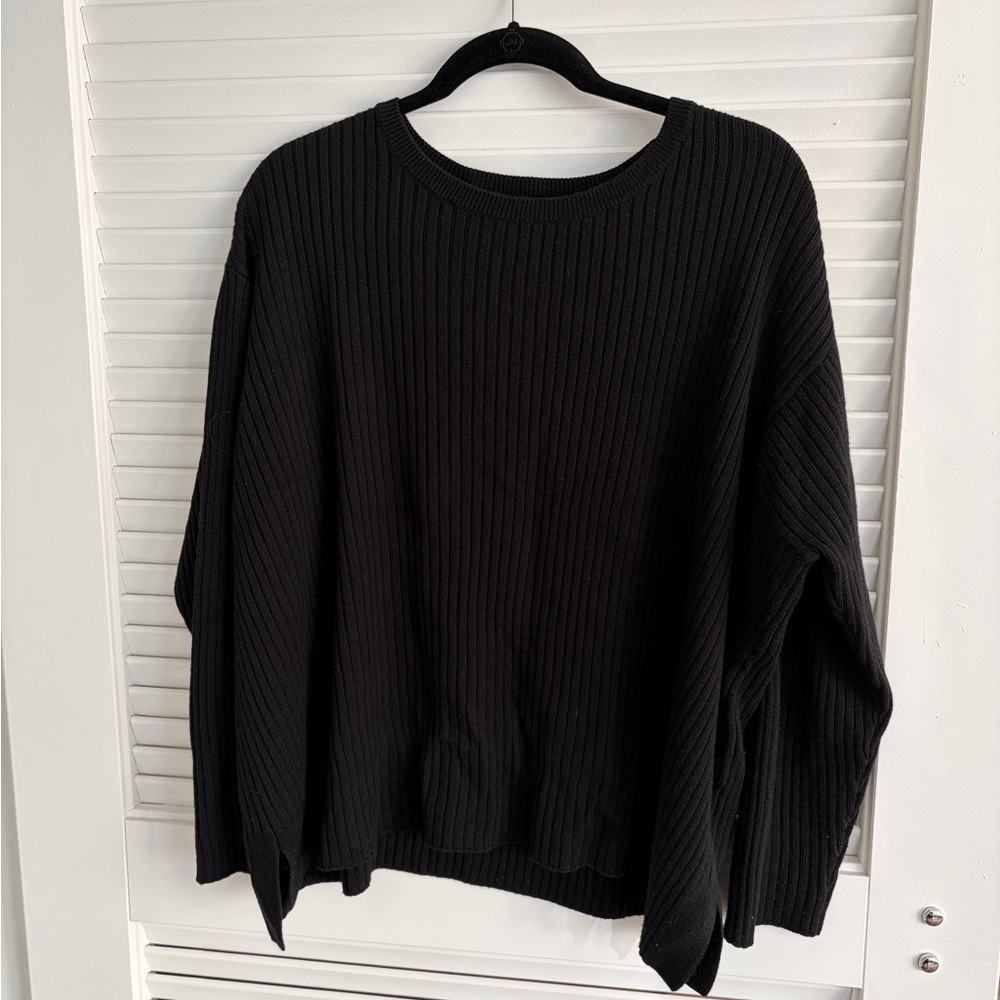 Eileen Fisher merino wool black Ribbed Sweater